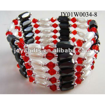 Magnetic Red Glass Beaded Wrap Bracelets &amp; Collier 36 &quot;